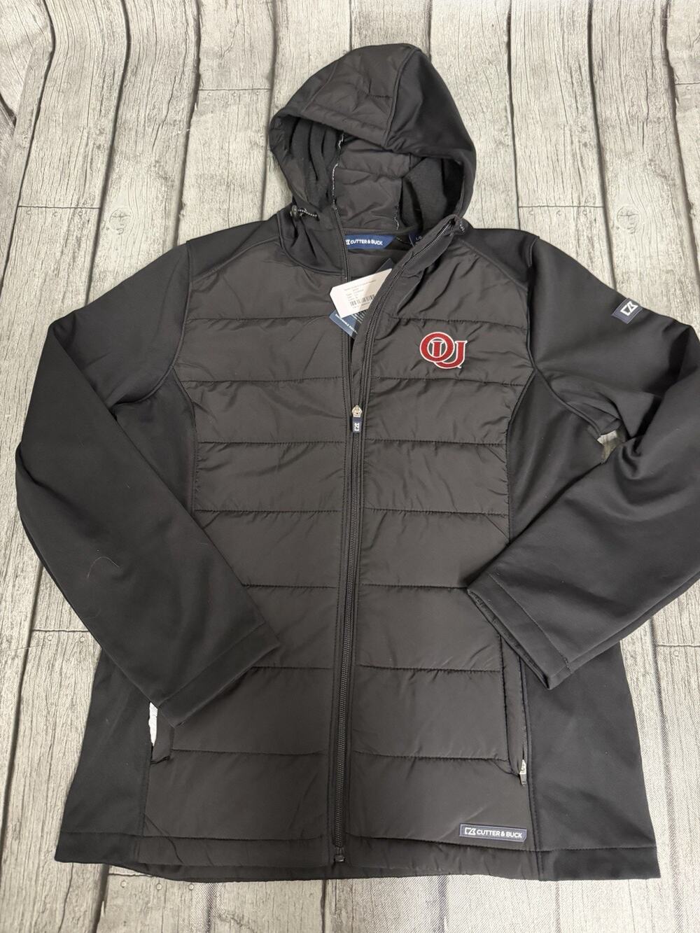 NWT Women's Cutter & Buck Black Oklahoma Sooners Vault Logo Evoke Jacket Large